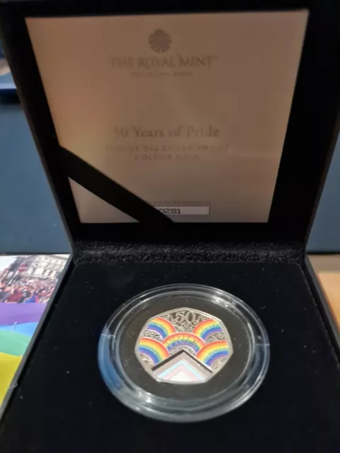 50 Years of Pride 2022 UK 50p Silver Piedfort Proof Coloured Coin
