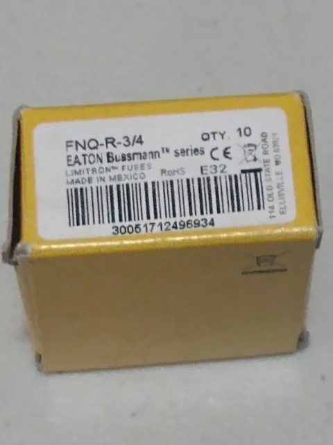 Eaton/Bussmann FNQ-R-3/4 (0.75A 600 Vac Fuse) Box of 10 Pieces