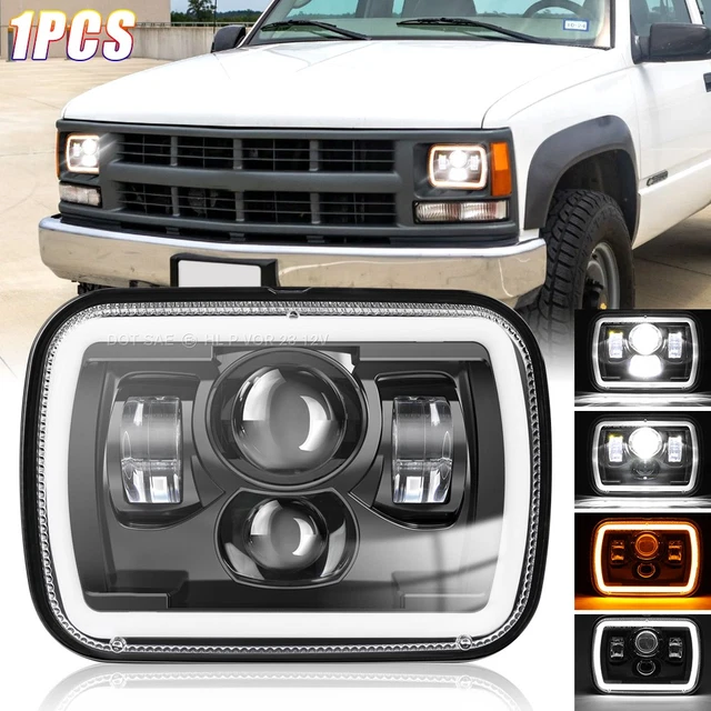 thumbnail image 2 of Pair 5x7 / 7x6 LED Headlights For Chevy/GMC C/K Series 1988-1999 – Black Housing, DOT/SAE 2 of 5