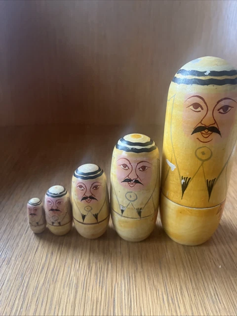 Grande Poupée Russe Matriochka 10 Pièces - Vintage Peinture Pastel Et Feuille D'Or