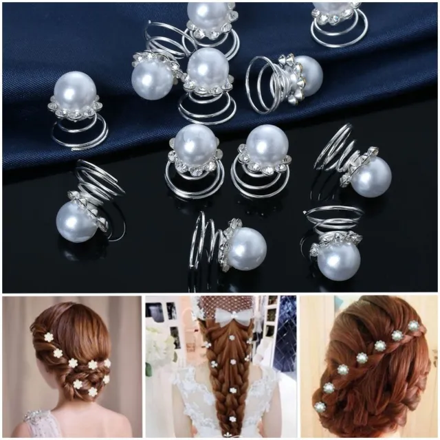 Bridal Crystal Rhinestone Bride Headdress Hair Pins Spiral Twist Clips Headwear