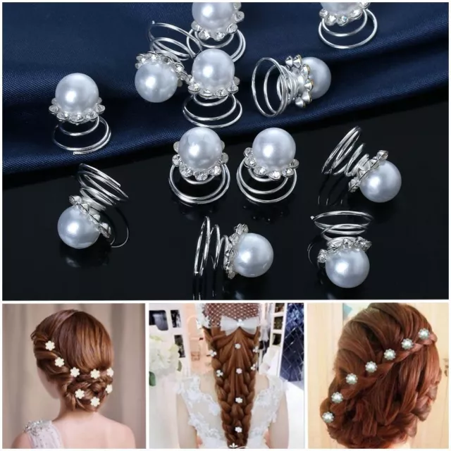 Bridal Crystal Rhinestone Bride Headdress Hair Pins Spiral Twist Clips Headwear