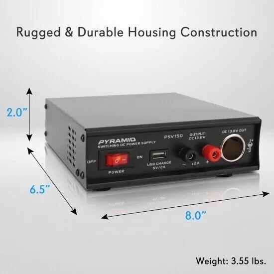 Pyramid PSV150 Desktop Bench Power Supply, AC-to-DC Power Converter (12 Amp) 2