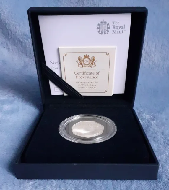 Stephen Hawking Silver Proof 50p Coin 2019 CoA Limited Edition Boxed Royal Mint