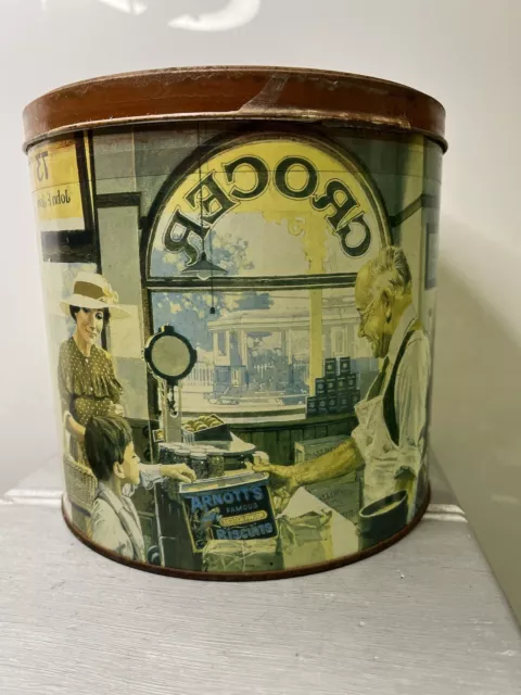 Arnotts Biscuit : The Grocer . Empty Collectable Tin Can