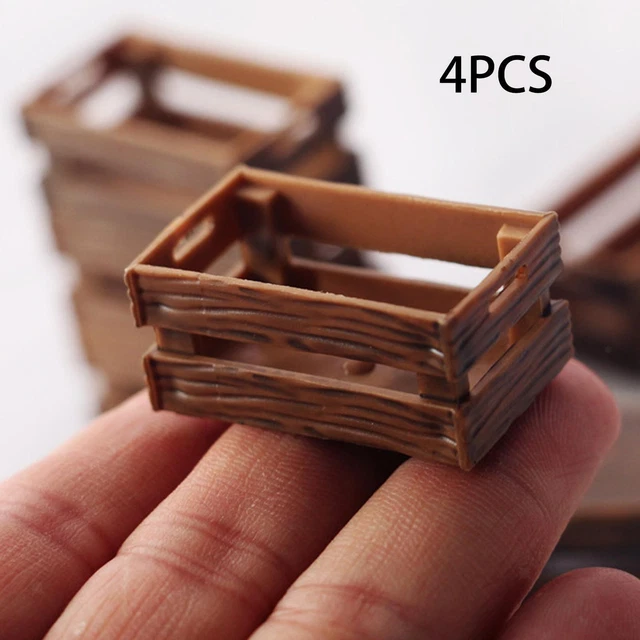 4Pcs Simulation Dollhouse Wooden Box, DIY Doll House Decor Kids Pretend Play Toy