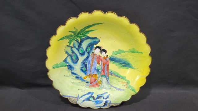 ANTIQUE CHINESE EXPORT Enamel on Copper Dish Bowl, Early Republic ...