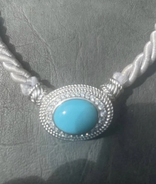Judith Ripka Magnetic 17” Necklace With Turquoise Cubic Zirconia Pendant Judith Ripka Magnetic 17” Necklace With Turquoise Cubic Zirconia Pendant