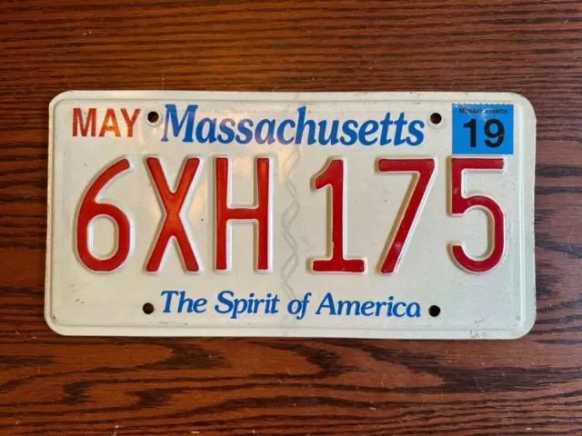 2019 Massachusetts License Plate 6XH 175 Spirit of America MA USA Authentic May