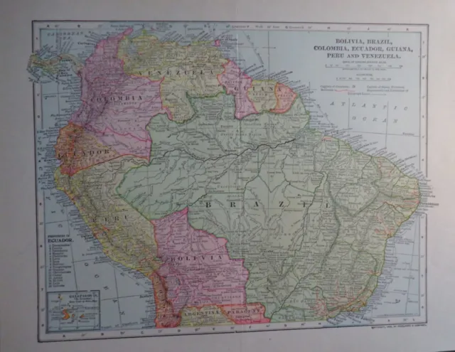 1902 Brazil Bolivia Colombia Ecuador Guiana Peru Venezuela  Dodd, Mead Co. Map