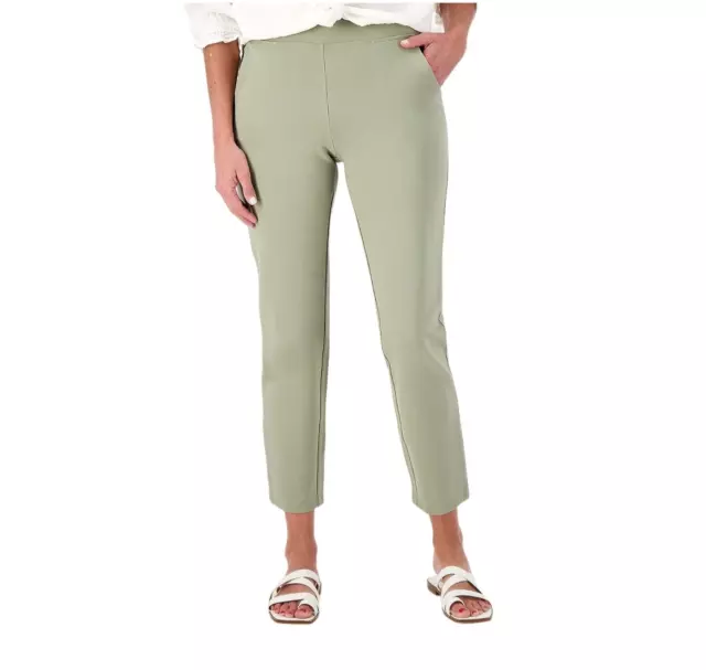 Belly by Kim Gravel Petite Ponte Ankle Pants with Back Zip 14P A470745