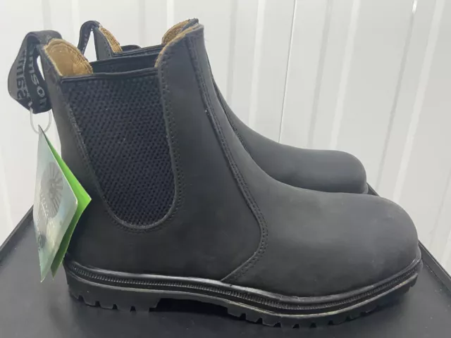 SAMSON SAFETY CHELSEA Boots Black Leather Steel Toe Uk Size 8 New With ...