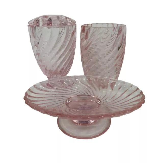 Rachel Ashwell Simply Shabby Chic Pink Glass Bathroom Vanity Set Soap Holder