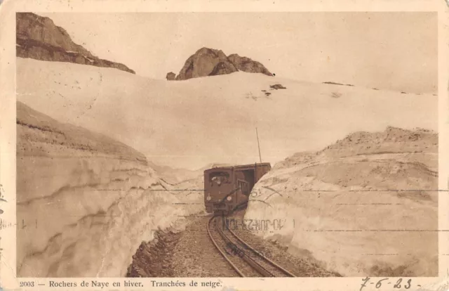 Cpa Suisse Rochers De Naye En Hiver Tranchees De Neige