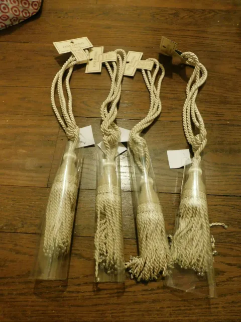 Lot Curtain Drapery Tie Back FineTrimming Ivory Beaded braided Large Tassel NEW