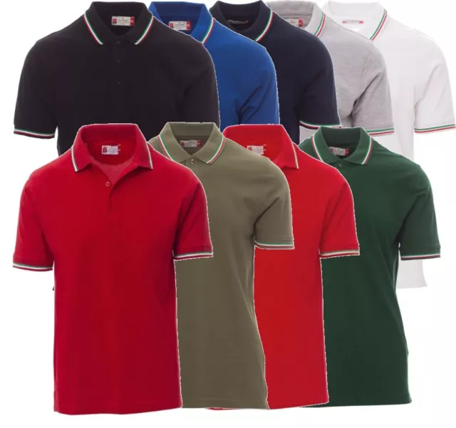 Polo Unisex Payper Italia Cotone 100% Manica Corta Tricolore Uomo Donna