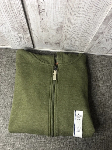 Boys or Girls Cat & Jack Olive Green Hooded Zip Up Sweatshirt Size Large (10/12)