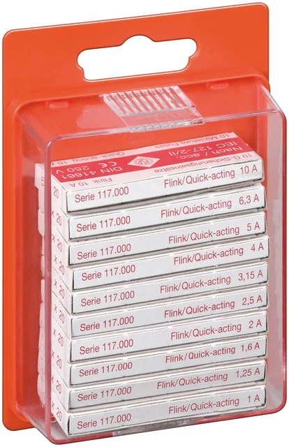 Assortiment Fusible Fin (5mm x 20mm) Flink 10 Sicherungswerte 100-teilig