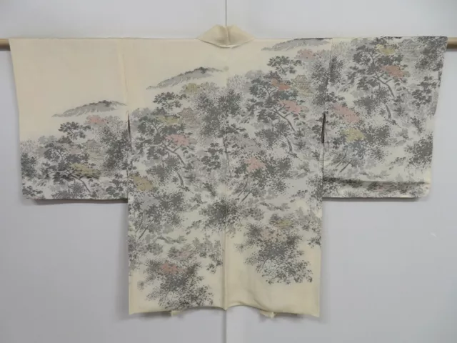 0822i06z560 Vintage Japanese Kimono Silk HAORI Off-white Castle