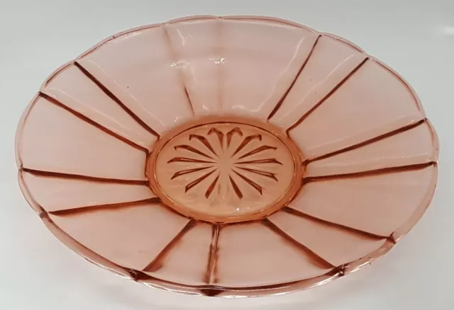 Pink press glass vintage Art Deco antique large serving plate platter