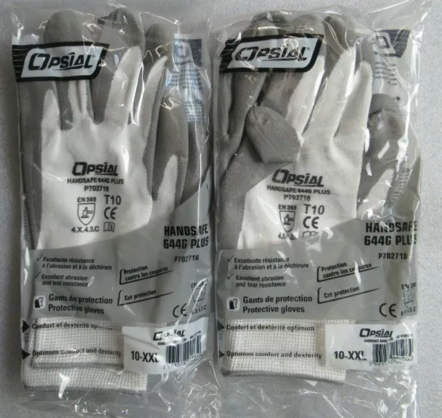Opsial 644G Plus Lot De 2 Paires De Gants En Tricot Polyethylene T:10 Xxl