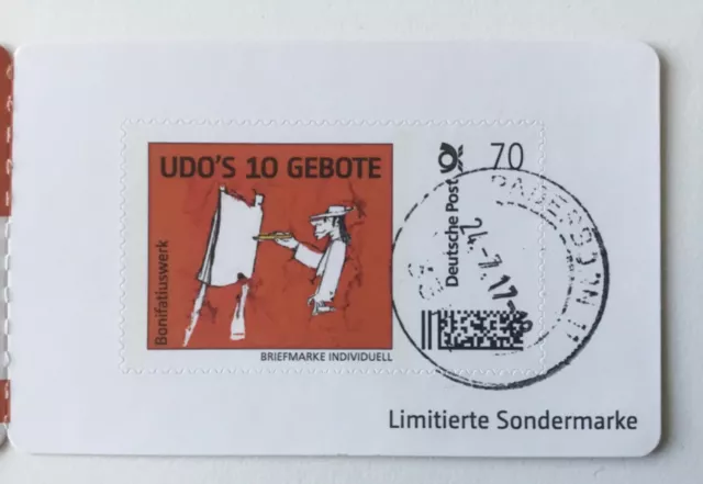 Sonderbriefmarke: „Udos 10 Gebote“ von Udo Lindenberg mit Ersttagsstempel - RAR