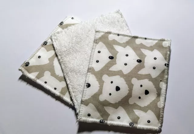 LOT de 10 LINGETTES LAVABLES bébé ou demaquillantes motifs au choix 2