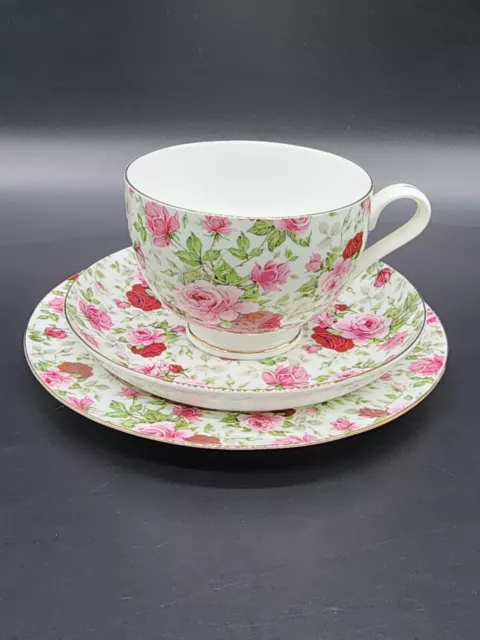 Maxwell & Williams Rose Bud Trio Cup Saucer Plate Bone China Pink Red Roses