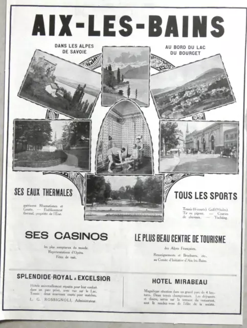 Article De Presse 1924 Aix-Les-Bains Eaux Thermales Ses Casinos Hotel Mirabeau