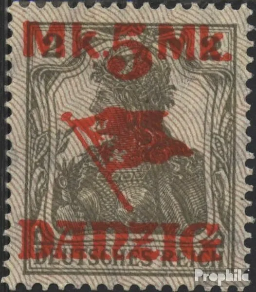 Briefmarken Danzig 1920 Mi 45II Unterdruckspitzen nach unten postfrisch