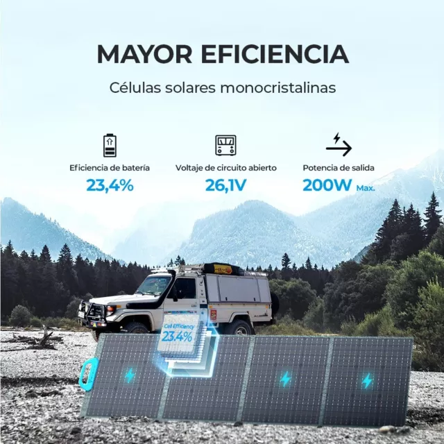 BLUETTI PV200 Panel Solar Portátil 200W Monocristalino MPPT para Generador Solar 3