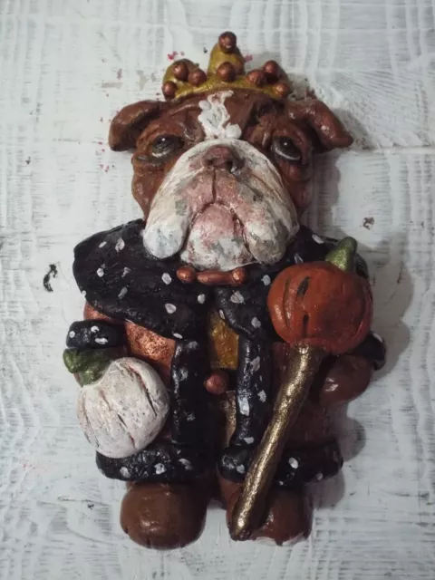 Folk Art English Bulldog Dog Ornament handmade Character Art Doll