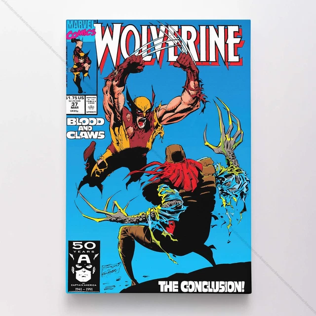 Wolverine Poster Canvas Vol 2 #37 X-Men Superhero Marvel Comic Book Art Print