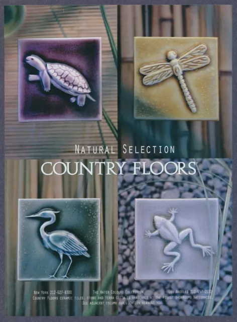 Country Floors Ceramic Terra Cotta Tile Nature Frog Turtle Vintage Print Ad 1999