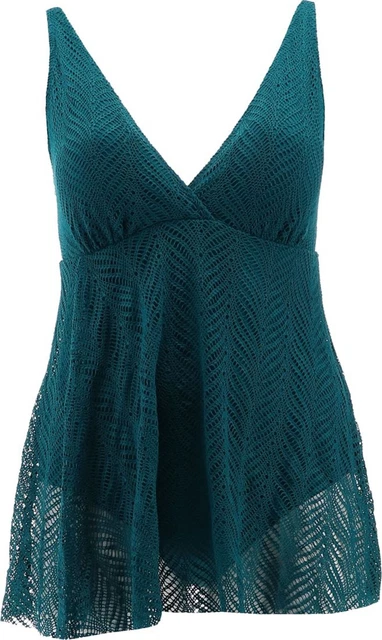Kim Gravel Swimsuits All Swim Dress Crochet Overlay Moroccan Blue 12 NEW A481914