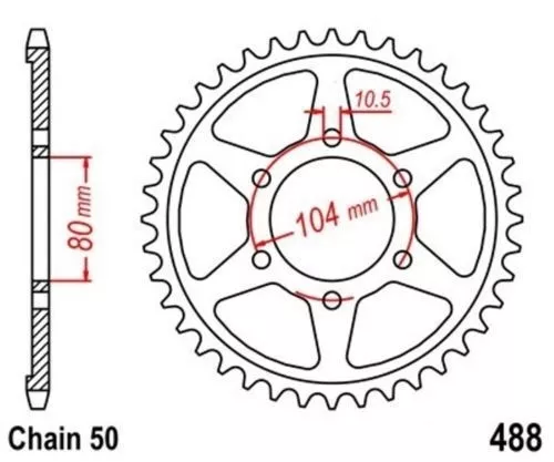 Roue a Chaîne 44 Dents pour KAWASAKI KZ 750 G1 LTD 1980