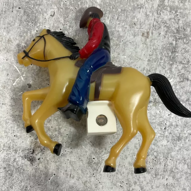 Vintage Plastic Novelty Cowboy On Horse Night Light Riding Plugin Western Kids