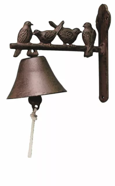 Türglocke Vogel  Gusseiserne Glocke Antikbraun Landhausstil Wandglocke Gußeisen