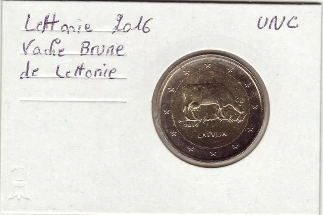 LETTONIE 2016 2 € Commémorative UNC / La Vache Brune, Industrie Laitière Lettone