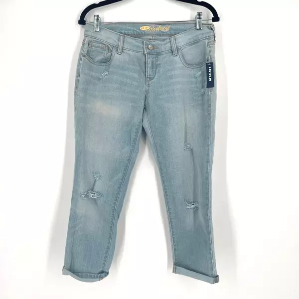 NWT old navy vintage lightwash the boyfriend jeans size 2 short distressed