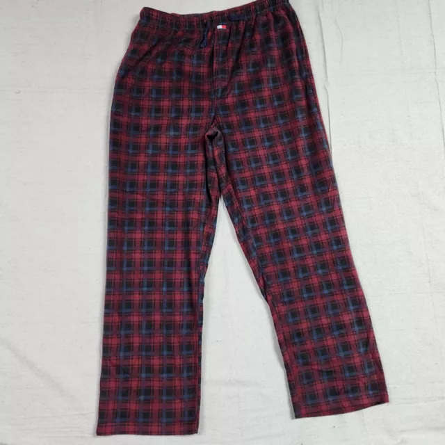 Tommy Hilfiger Pajama Pants Mens XL Red Blue Plaid Flannel Drawstring