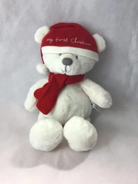 Mothercare My First Christmas Plush Soft Toy Teddy Approx 10” Seated (B)
