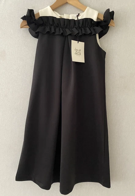 BNWT New Girls Deux Par Deux Black & White Party Dress Age 12 RRP £95