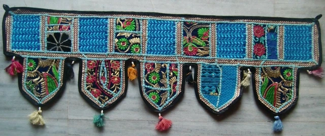 Ricamato Toran Porta da Parete Mantovana Mano Cotone Finestra Patchwork Topper