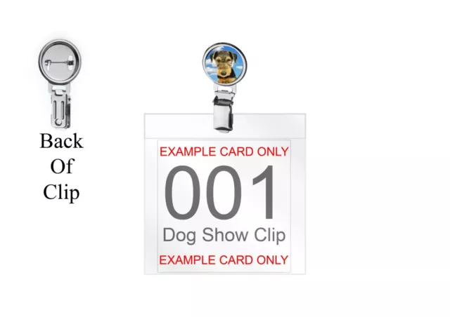 Airedale Terrier Pup code38 DOME on a Dog Show Ring Clip and Number Card Holder