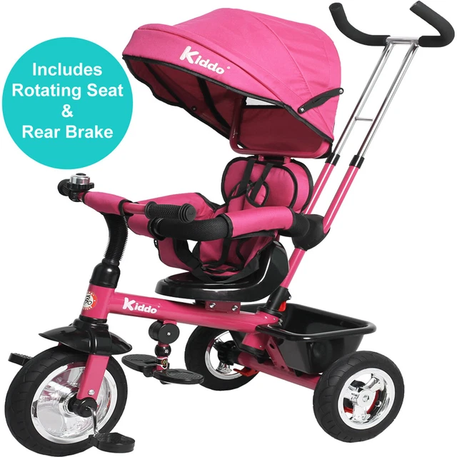 Kiddo Baby Kids 4in1 Tricycle Bike Ride on Trike Stroller 3 Wheels Canopy Pink