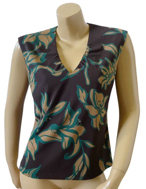 KENNETH COLE New York Womens Size Large Sleeveless V Neck Floral Tropical Shirt