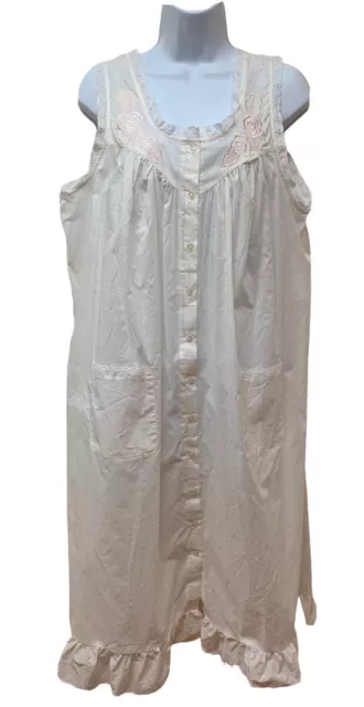 SMALL VINTAGE OLGA Nightgown White Rosette Dress Size 34 Midi Sleeveless  Slit $36.69 - PicClick AU
