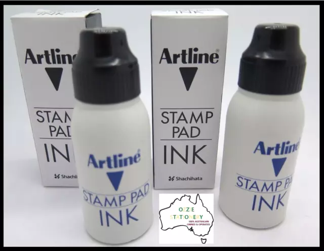 2 x BLACK Artline Stamp Pad Ink ESA-2N  50cc 110501 Value Buying