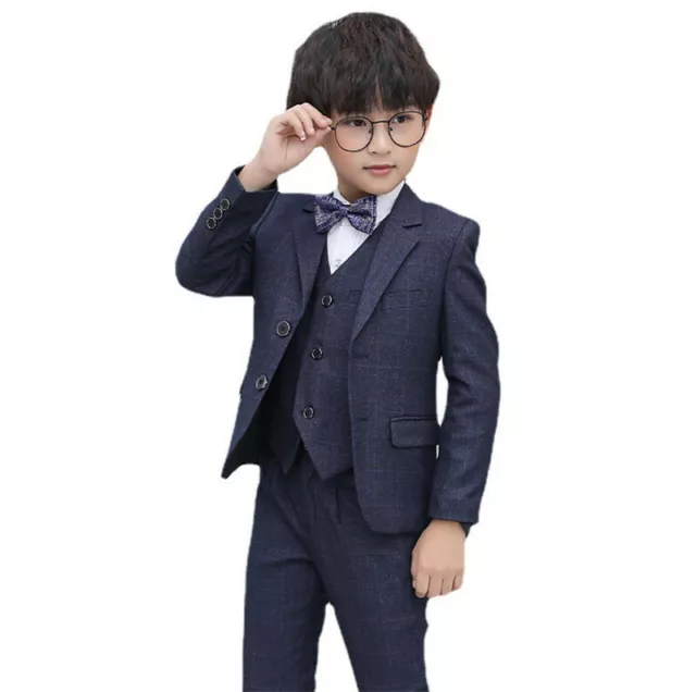 Boys Suits 5 Piece Slim Fit Suit for Kids Formal Set Wedding Ring Bearer Outfits